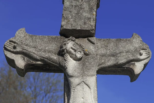 Распятие Иисуса Христа Символ Воскресения Бессмертия Человеческой Души Древняя Каменная — стоковое фото