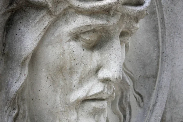 Обличчя Ісуса Христа Фрагмент Статуя — стокове фото