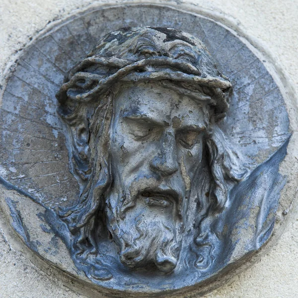 Jésus Christ Dans Une Couronne Épines Fragment Statue — Photo