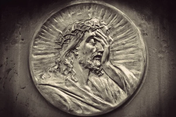 Face Jesus Christ Fragment Statue — Stock Photo, Image