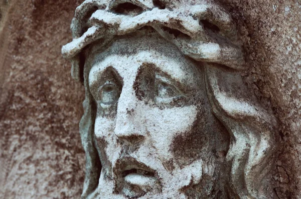 Ansikte Jesus Kristus Fragment Staty — Stockfoto