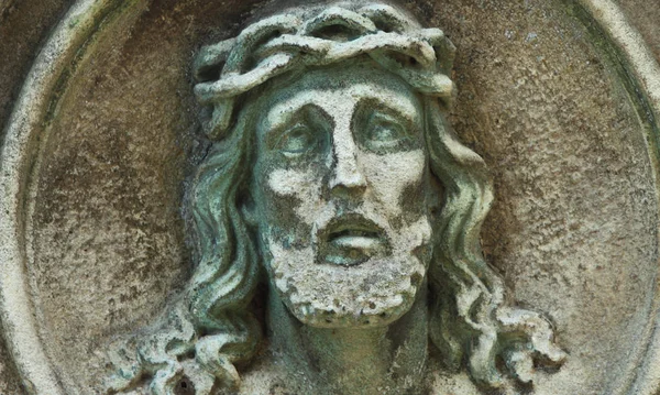 Gezicht Van Jezus Christus Fragment Van Standbeeld — Stockfoto