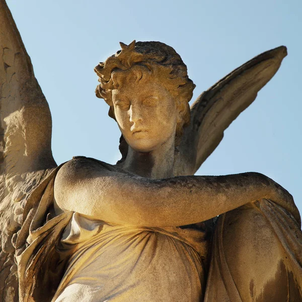 Hermoso Primer Plano Escultura Piedra Ángel Con Una Expresión Dulce —  Fotos de Stock