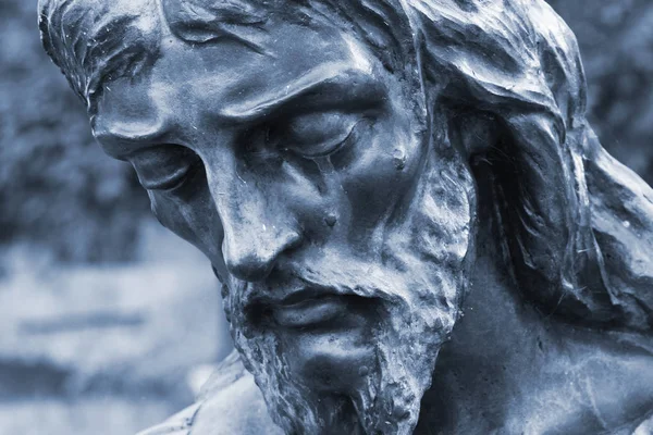 Face of Jesus Christ (statue, fragment, styled vintage)