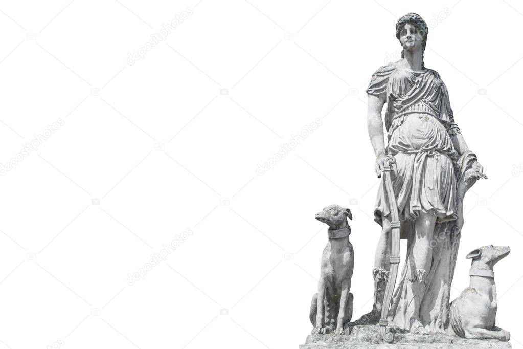 Ancient sculpture Diana (Artemida, Artemis). Goddess of of the moon, wildlife, nature and hunting.