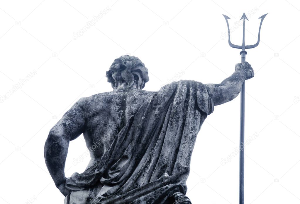 The ancient statue of god of seas and oceans Neptune (Poseidon) as symbol of power and strenght