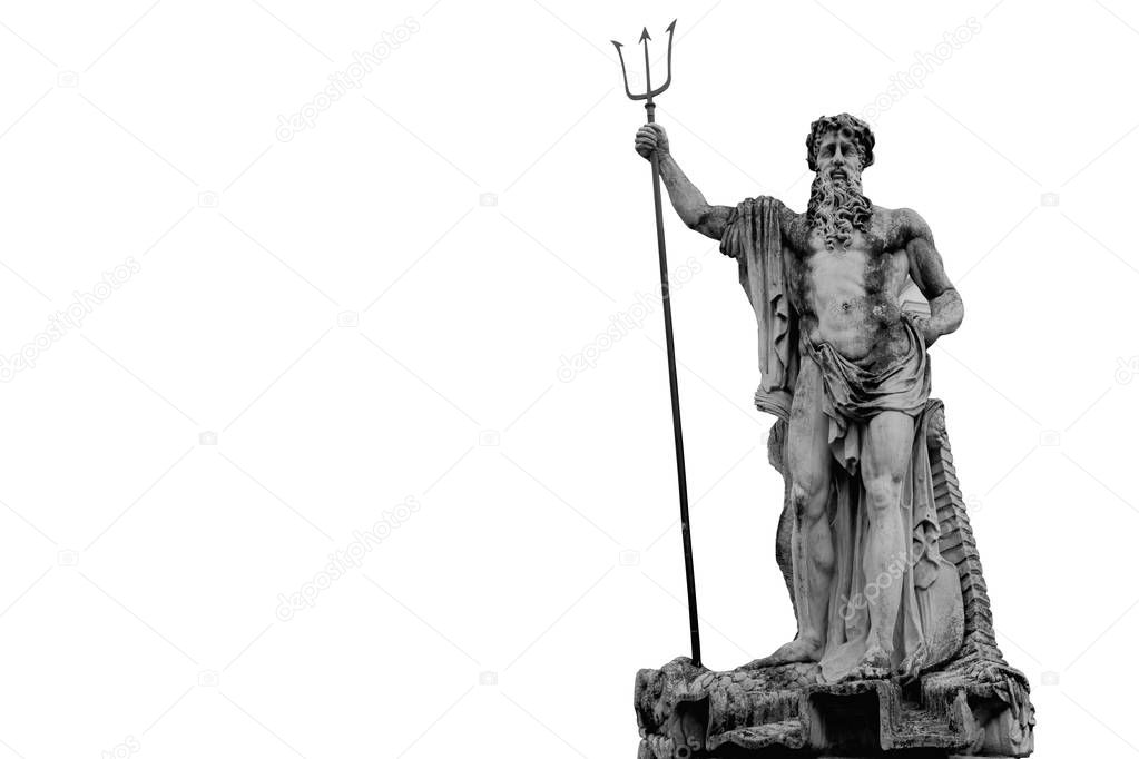 The mighty god of the sea and oceans Neptune (Poseidon) The ancient statue.