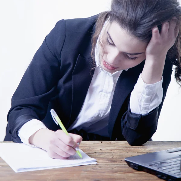 Stres Dla Profesjonalnego Wypalenia Portret Wyczerpanej Zmęczonej Bizneswoman Biurze Depresja — Zdjęcie stockowe