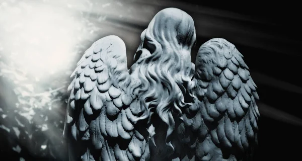 Dood Antiek Engelenbeeld Als Symbool Van Pijn Angst Einde Van — Stockfoto