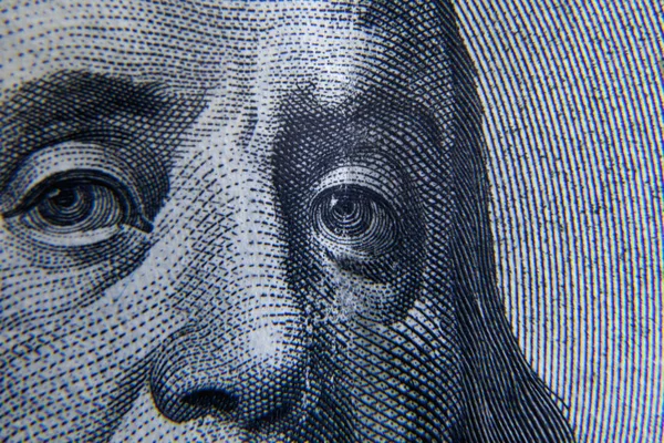 Benjamin Franklin Faccia Cento Dollari Usa Fattura Vicino Soldi Degli — Foto Stock