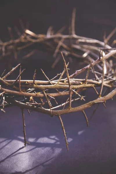 Thorn koszorú, mint a halál szimbóluma és Jézus Krisztus feltámadása — Stock Fotó