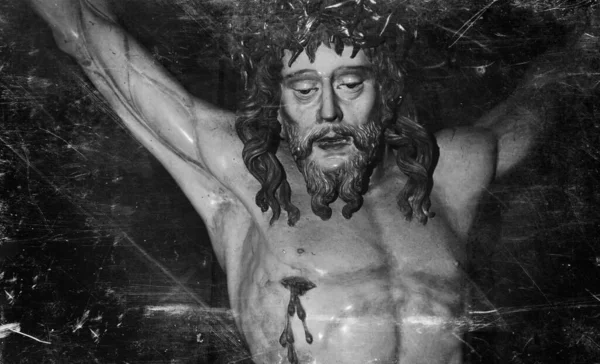 Korsfästelsen av Jesus Kristus som en symbol för Guds kärlek. Retro — Stockfoto