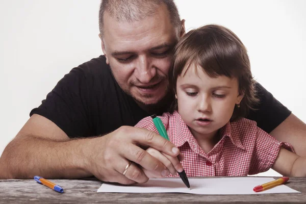 Parents should help the child succeed in elementary school. Fath — Stock Photo, Image