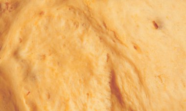 Çiğ hamur dokusunu kapat. Tasarım için boş yer. Yatay resim.