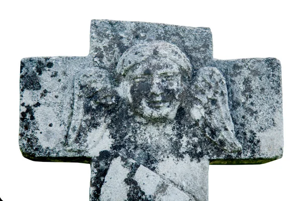 古老的十字架上的天使石像 象征着基督教 死亡和耶稣基督的复活 — 图库照片
