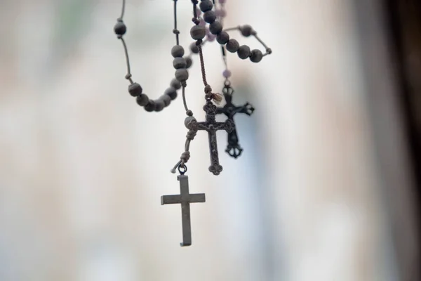 Old Rosary Ancient Light Background Symbol Salvation Eternal Life Human — Stock Photo, Image
