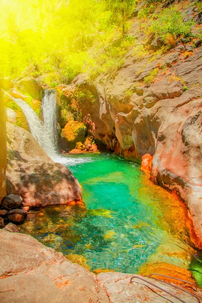 Bellissimo Fiume Montagna Alla Luce Del Sole Vacanze Estive Natura — Foto Stock