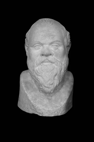 Marble Antique Statue Great Ancient Greek Philosopher Socrates Isolated Black — Stock Photo, Image