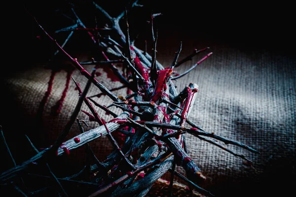 Cierre Corona Espinas Como Símbolo Muerte Resurrección Jesucristo Por Nuestros — Foto de Stock