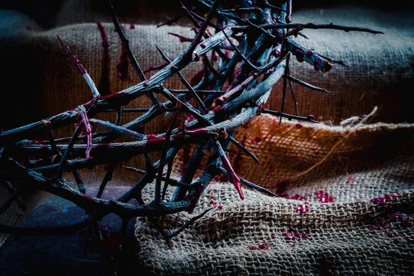 Coroa Espinhos Como Símbolo Morte Ressurreição Jesus Cristo Pelos Nossos — Fotografia de Stock