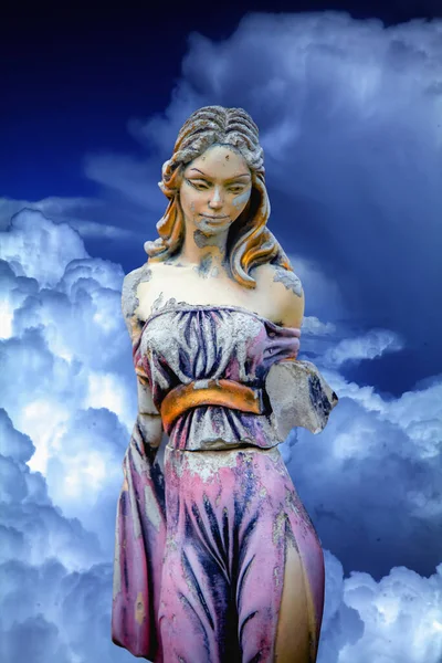 Részben Elpusztult Ősi Szobor Olimpiai Istennő Szerelem Antik Mitológia Aphrodite — Stock Fotó