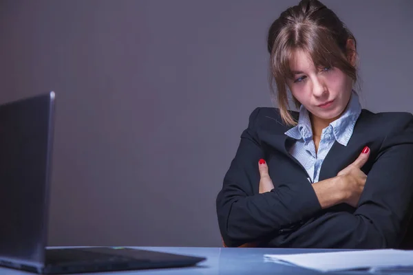 Stress Pour Épuisement Professionnel Femme Affaires Épuisée Dans Bureau — Photo