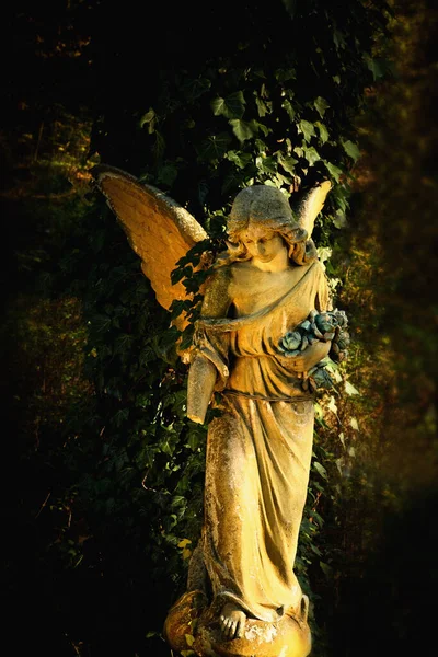 Bel Ange Triste Ancienne Statue Image Verticale — Photo