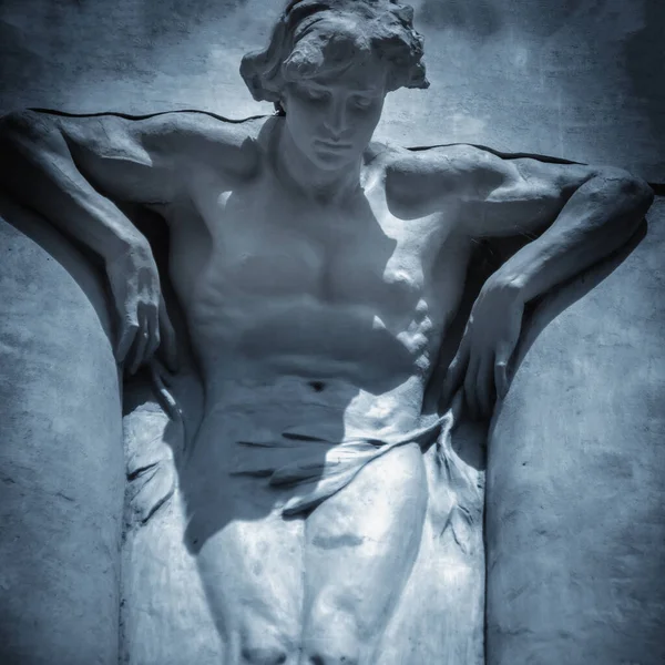 Primer Retrato Titán Encarcelado Tártaro Fragmento Estatua Muy Antigua — Foto de Stock