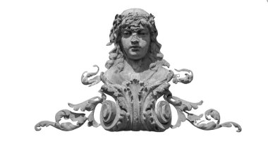 Tanrıça Hera. Beyaz arka planda izole edilmiş antik bir heykel...