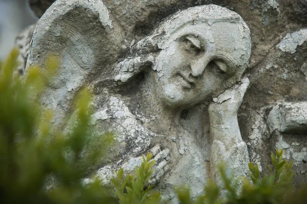 Statua Molto Antica Angelo Triste Come Simbolo Morte Vita Eterna — Foto Stock