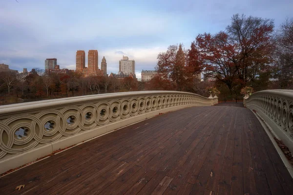 Bow Bridge Início Manhã Localizado Central Park Nova York Atravessando — Fotografia de Stock