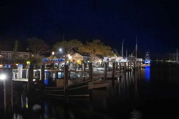 Straight Wharf Harbor Nacht Nantucket Island — Stockfoto