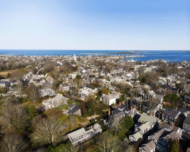 Beautiful Aerial View from Above, Sunset on Nantucket Island, Massachusetts clipart