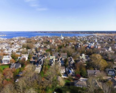 Nantucket Adası, Massachusetts'yukarıdan, günbatımı güzel havadan görünümü