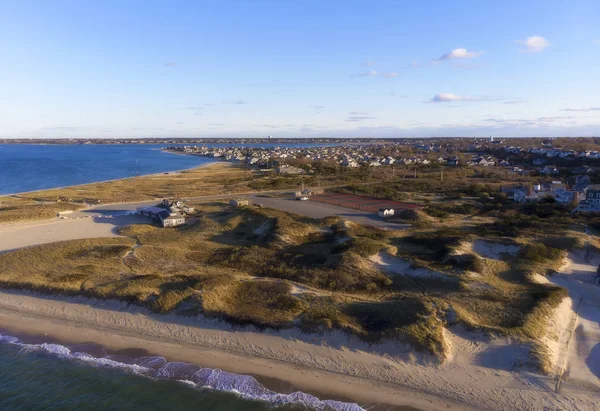 Piękny Widok Lotu Ptaka Góry Zachód Słońca Wyspie Nantucket Massachusetts — Zdjęcie stockowe