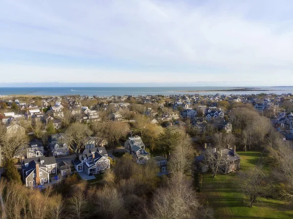 Belle Vue Aérienne Haut Coucher Soleil Sur Île Nantucket Massachusetts — Photo