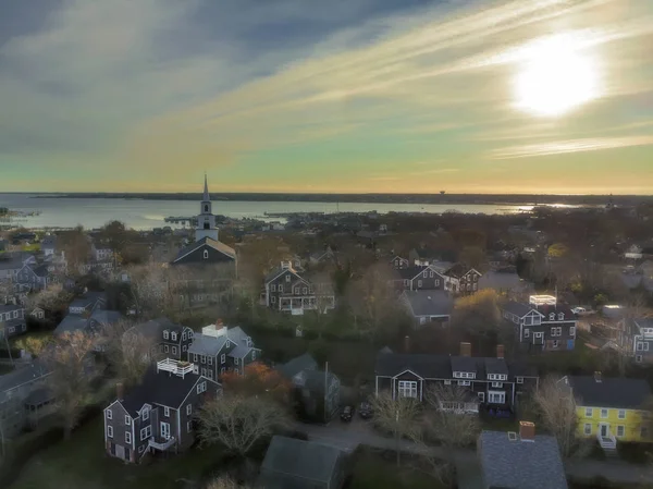 Bela Vista Aérea Cima Pôr Sol Ilha Nantucket Massachusetts — Fotografia de Stock