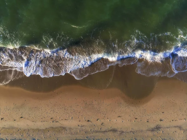 Texturas Abstratas Vista Aérea Praia Areia Ondas Por Sol Cima — Fotografia de Stock