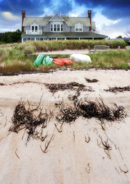 Ilha Nantucket Massachusetts Eua Outubro Casa Praia Final Verão Com — Fotografia de Stock