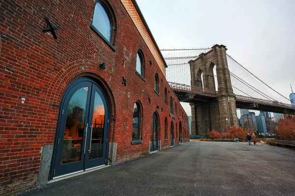 Brooklyn Bridge Tidigt Morgonen New York City Vacker Soluppgång Över — Stockfoto