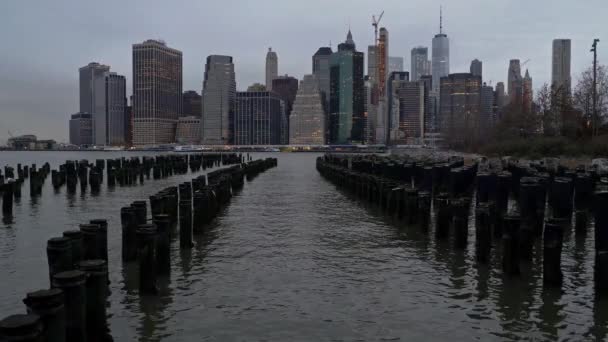 Panorama New Yorku Manhattan Finacial Okres — Stock video