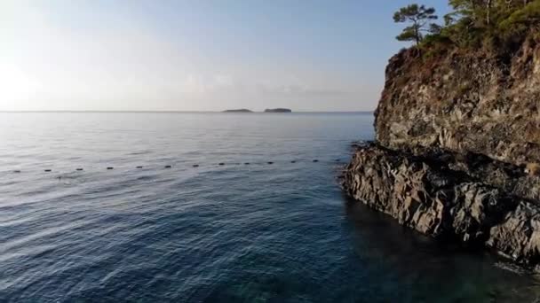 Воздушный Вид Морские Скалы Небольшими Волнами Абове — стоковое видео