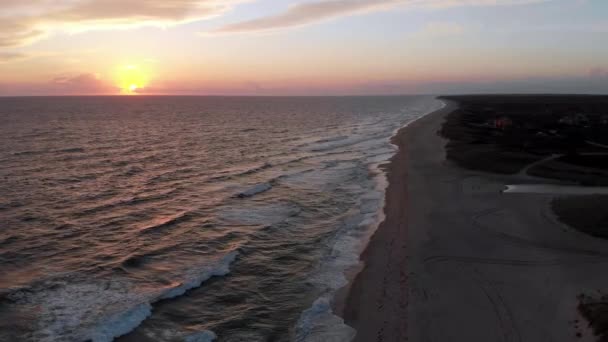 Aerial Bilder Solnedgången Miacomet Beach Nantucket Berömda Turistattraktion Och Landmärke — Stockvideo