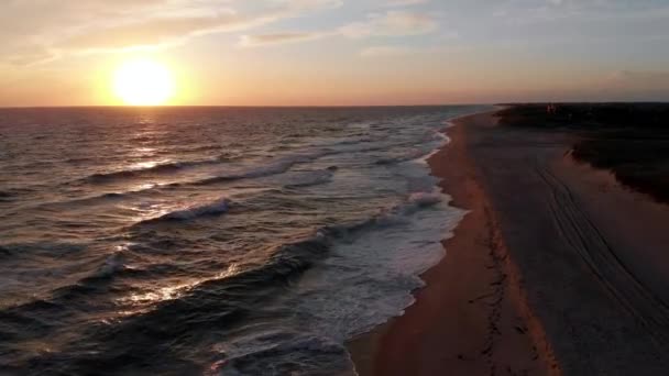 Aerial Bilder Solnedgången Miacomet Beach Nantucket Berömda Turistattraktion Och Landmärke — Stockvideo