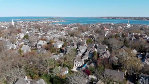 Aerial Bilder Ner Staden Nantucket Berömda Turistattraktion Och Landmärke Nantucket — Stockvideo