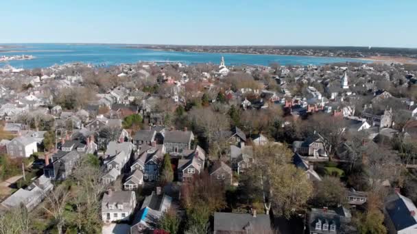Aerial Materiał Town Nantucket Słynnej Atrakcji Turystycznej Landmark Nantucket Island — Wideo stockowe