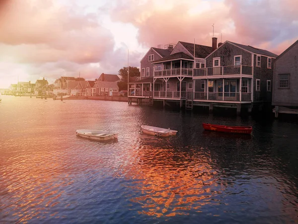 Hafen Haus Sonnenuntergang Nantucket Insel — Stockfoto
