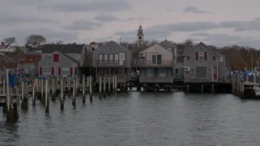 4K Nantucket Kasabası, Nantucket Adası, Cape Cod 'un ünlü turistik merkezi ve dönüm noktası.