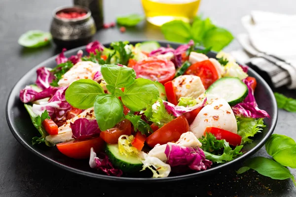 Salata Tavuk Eti Ile Tavuk Göğsü Ile Taze Sebze Salatası — Stok fotoğraf