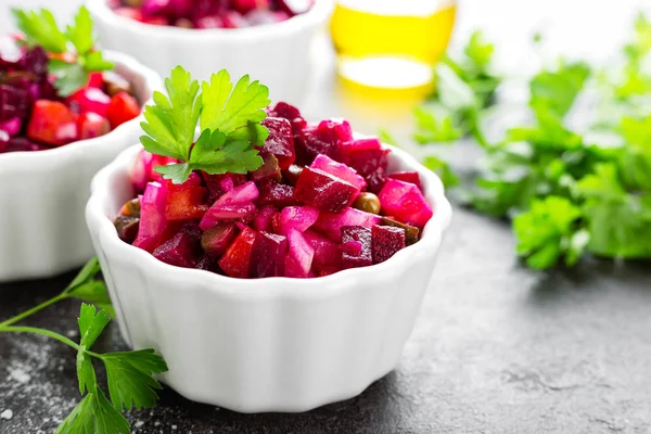 Ensalada Remolacha Ensalada Verduras Con Remolacha Hervida Ensalada Remolacha — Foto de Stock